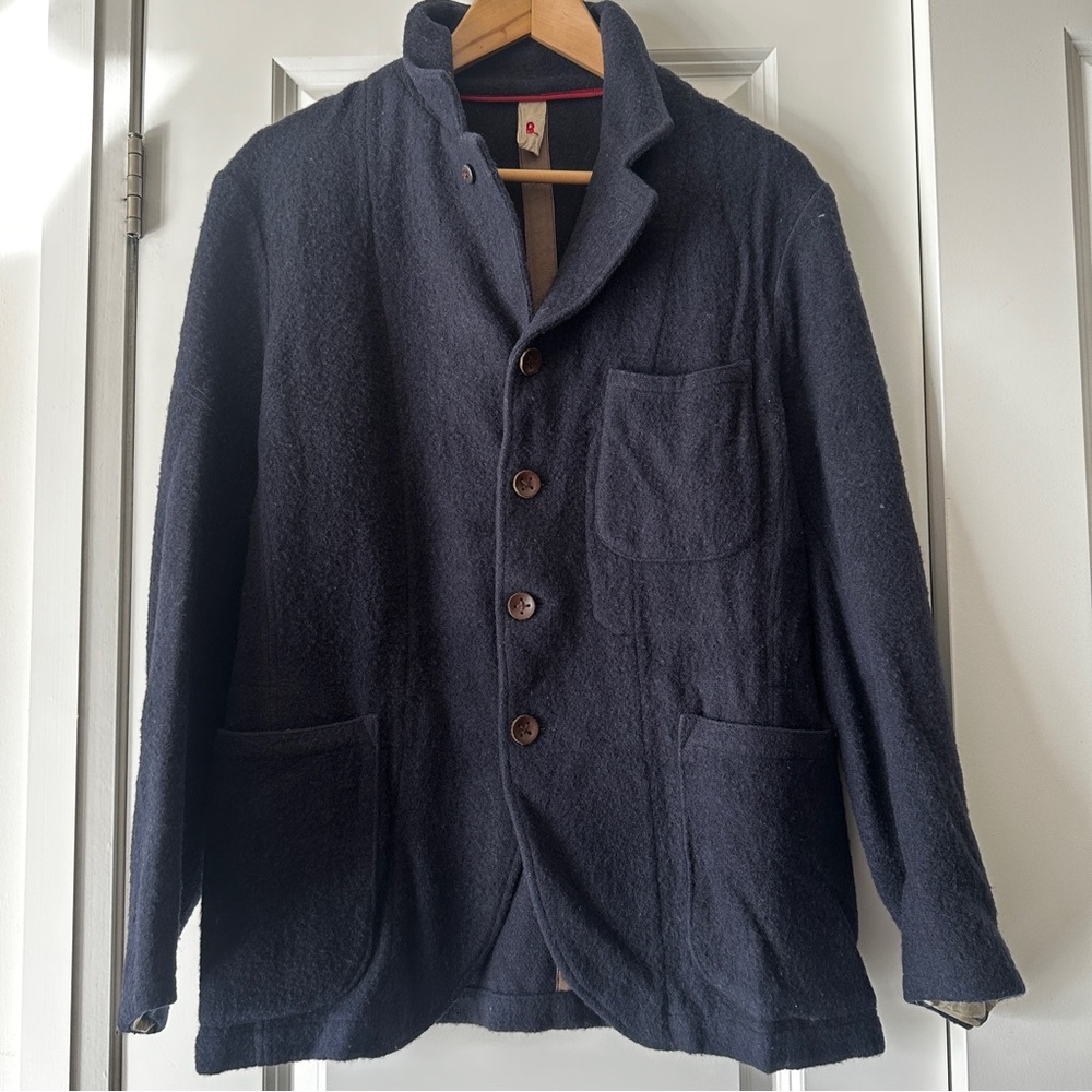 RPM STUDIO NAVY WOOL KNIT BLAZER JACKET